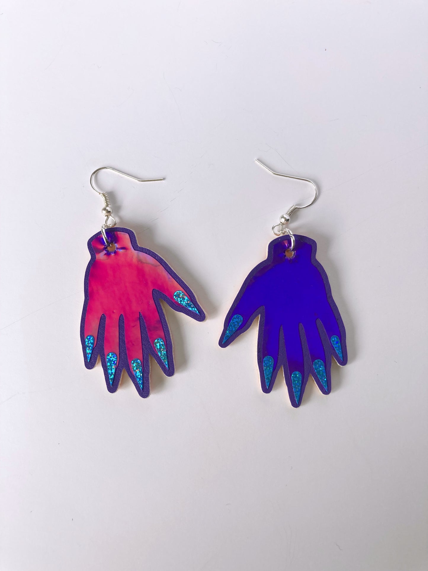 Sparkly Hand Earrings - Purple Holo image 3