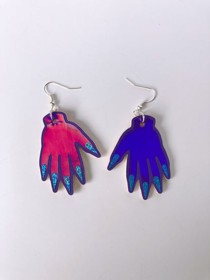 Sparkly Hand Earrings - Purple Holo image 3
