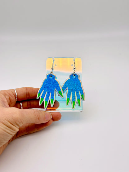 Sparkly Hand Earrings - Sky Blue Shimmer image 2