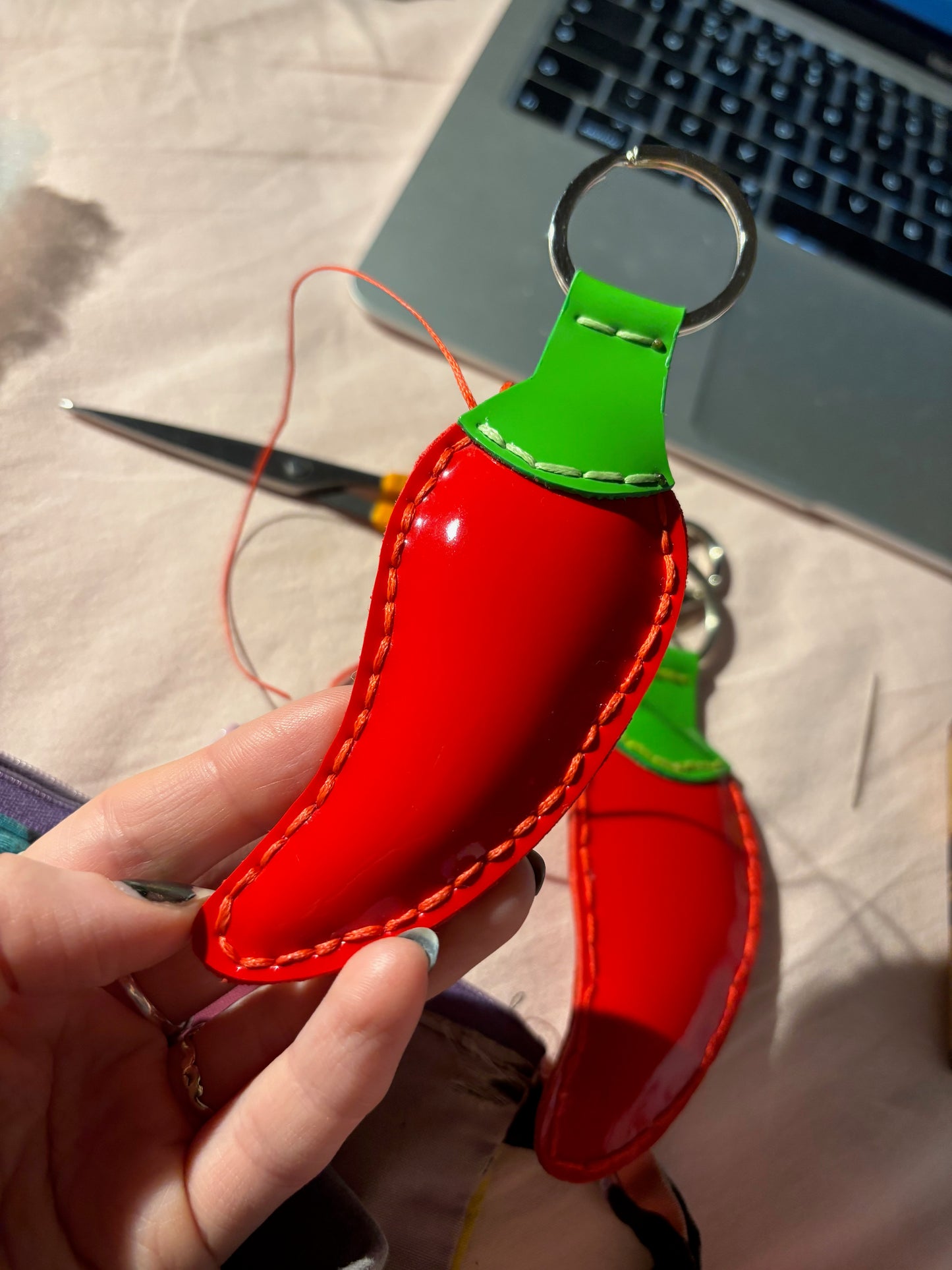 Hand Stitched Chilli Bag Charm image 1
