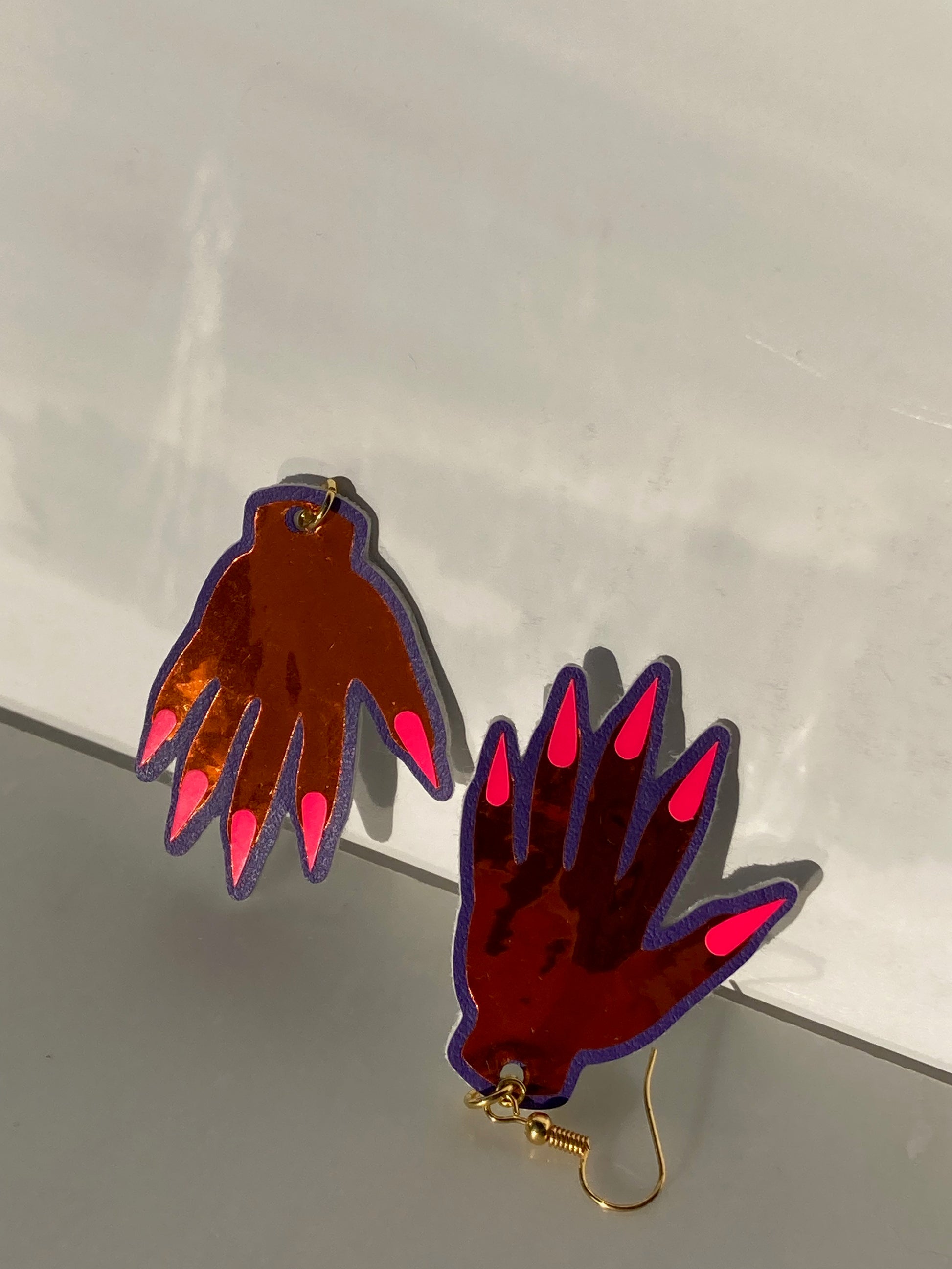 Sparkly Hand Earrings - Orange image 4