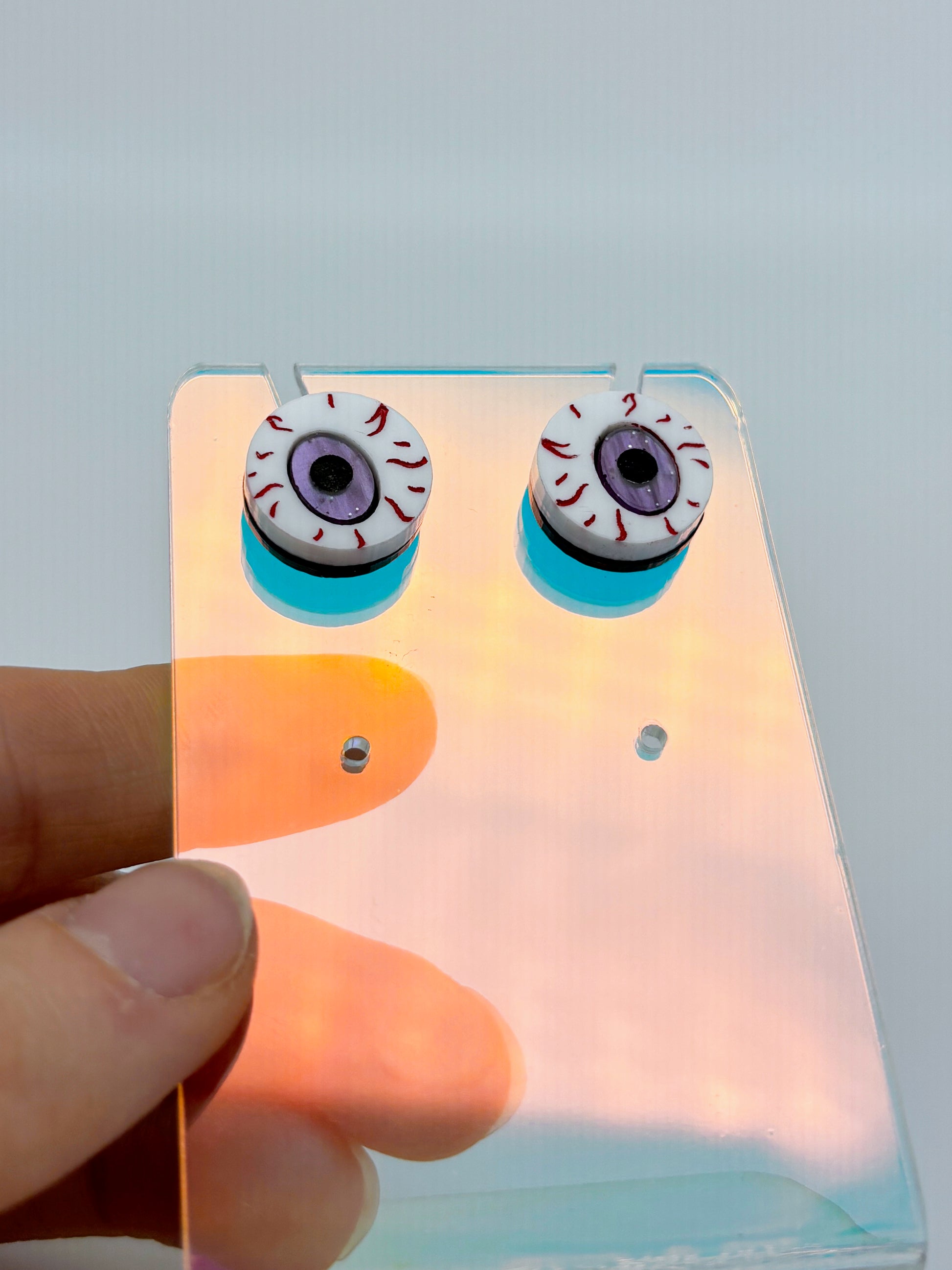 Eyeball Studs - Purple Shimmer Marble image 3