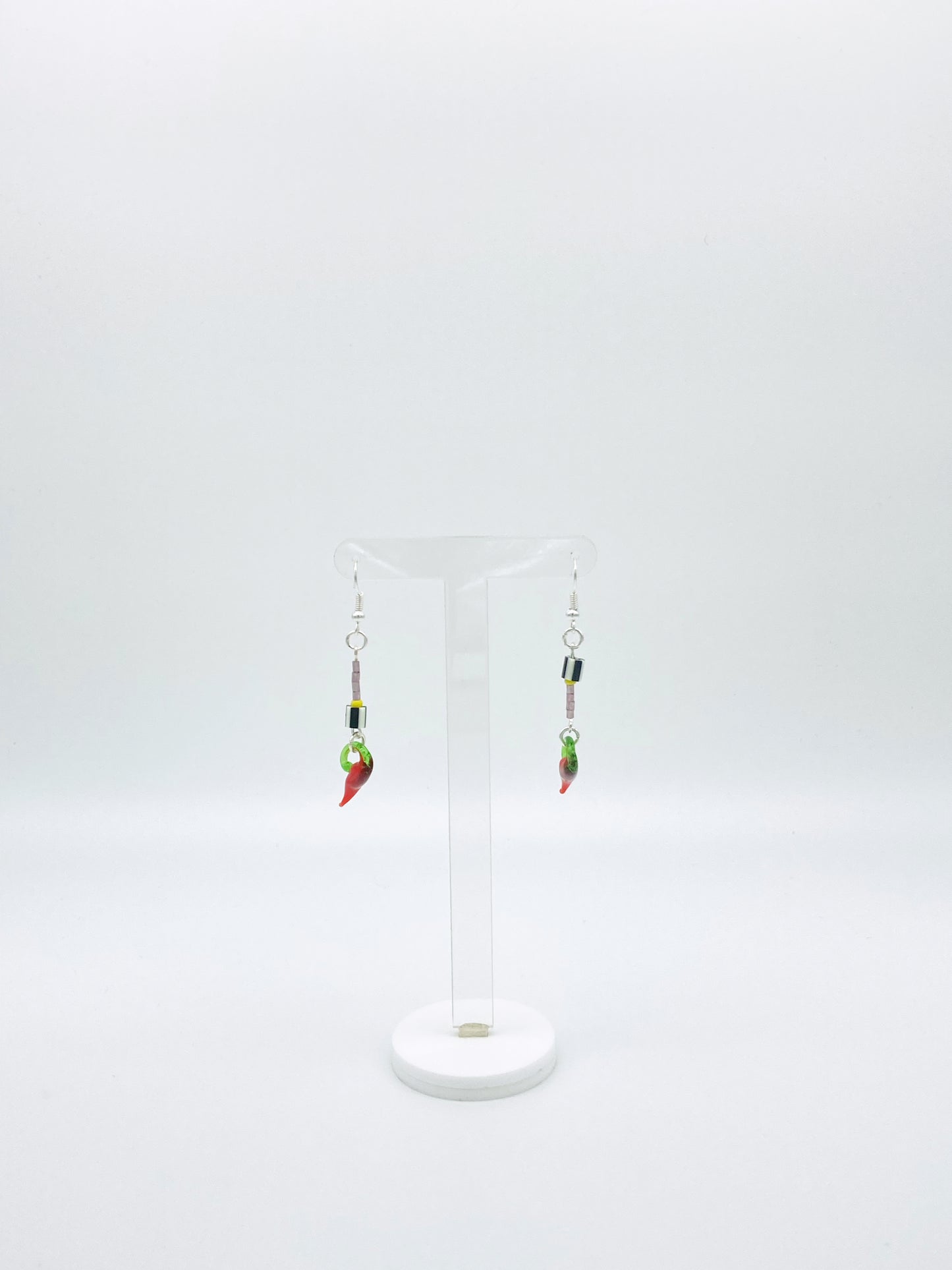 Abstract Chilli stripe b&w dangle earrings image 5