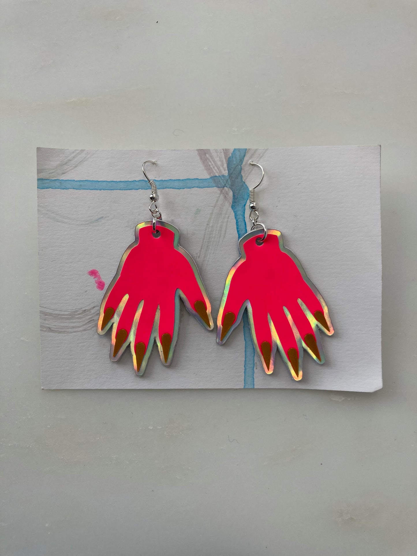Sparkly Hand Earrings - Fluro Pink image 6