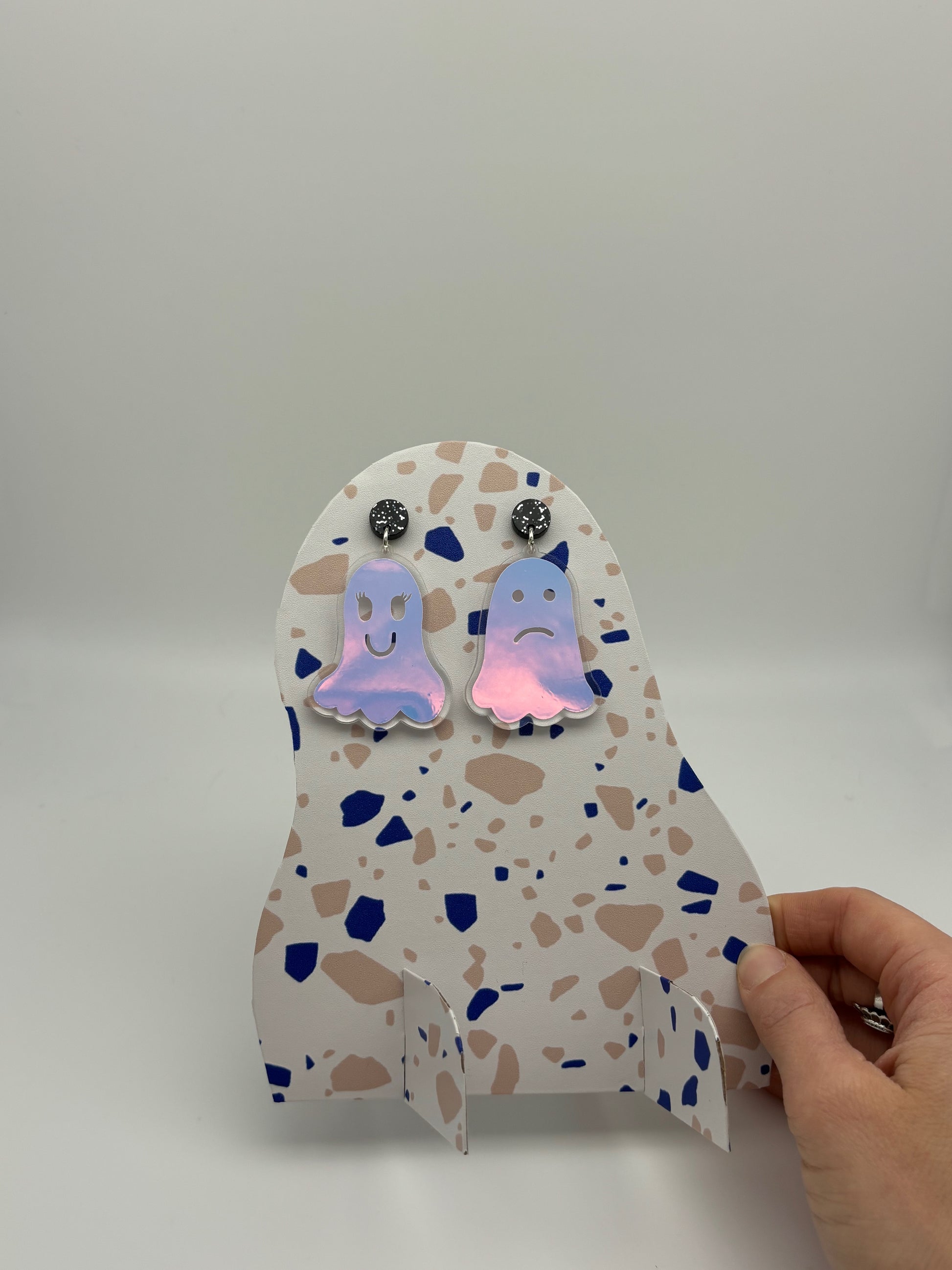Holographic Ghost Earrings - Snow Aurora image 5