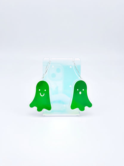 Holographic Ghost Earrings -  Emerald Green Hoops image 6