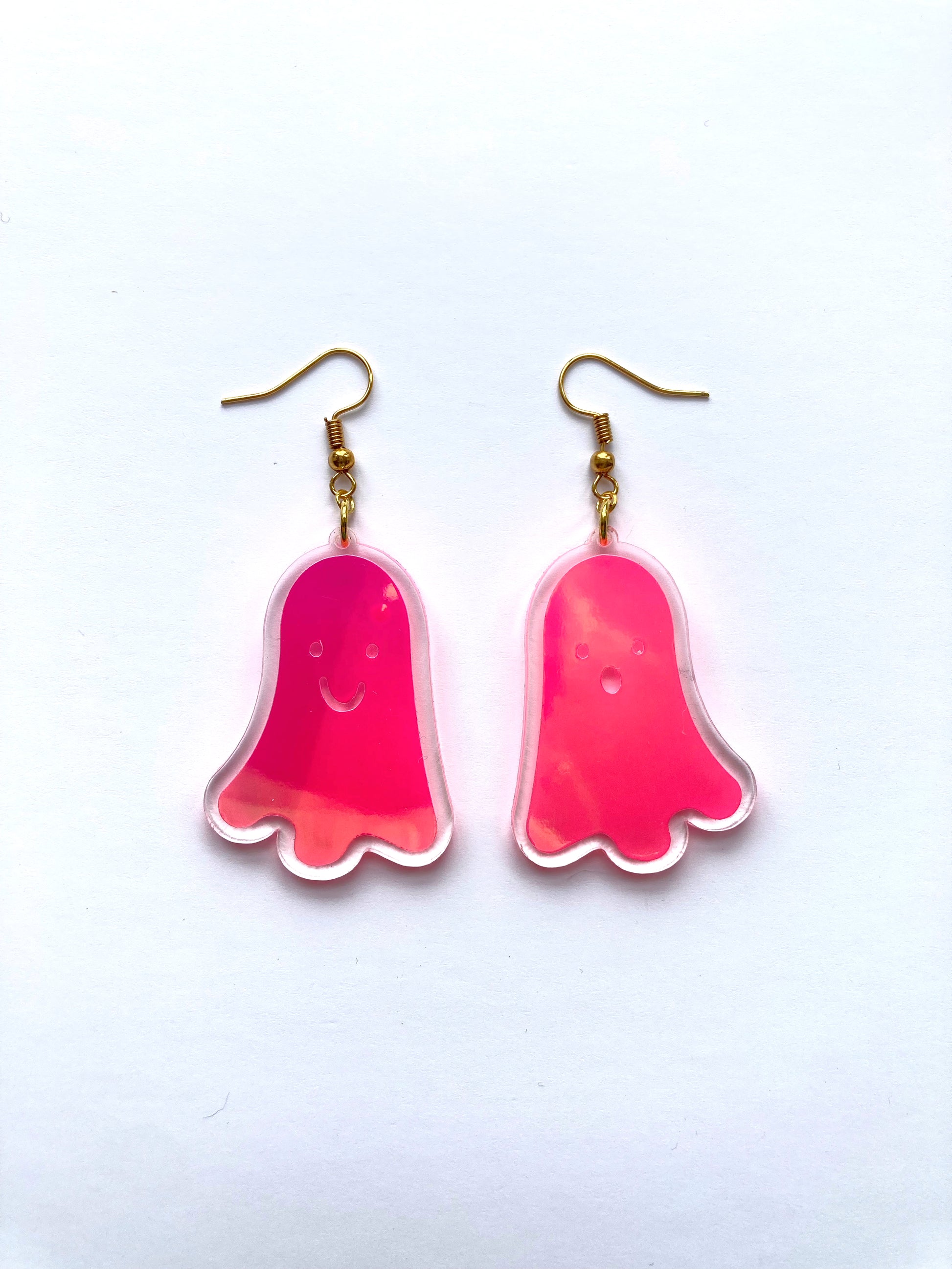 Holographic Ghost Earrings - Fluorescent Peachy Opal image 4