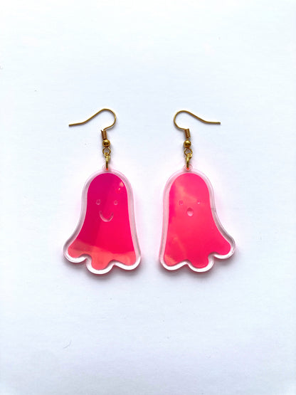 Holographic Ghost Earrings - Fluorescent Peachy Opal image 4
