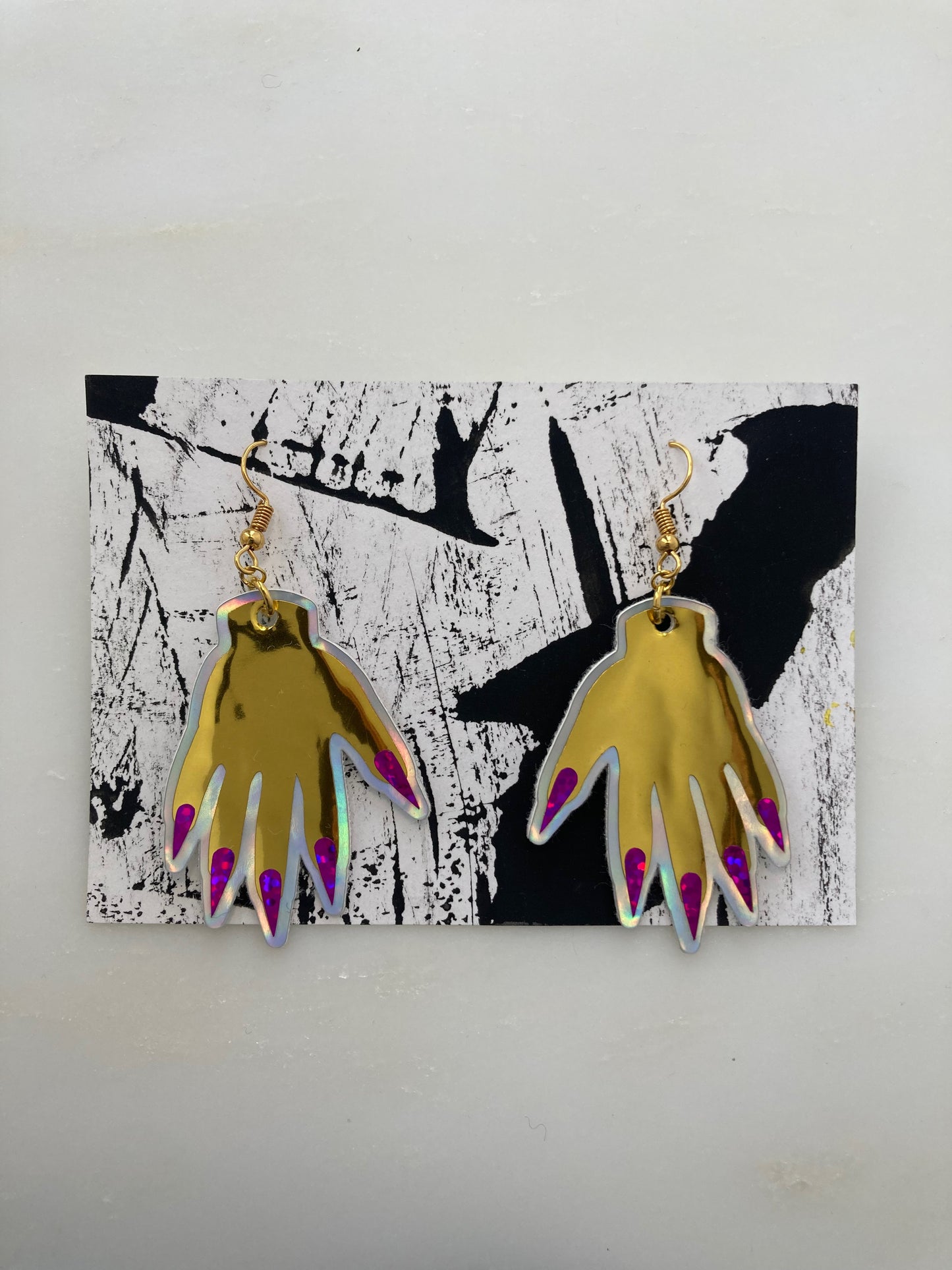 Sparkly Hand Earrings - Gold image 9
