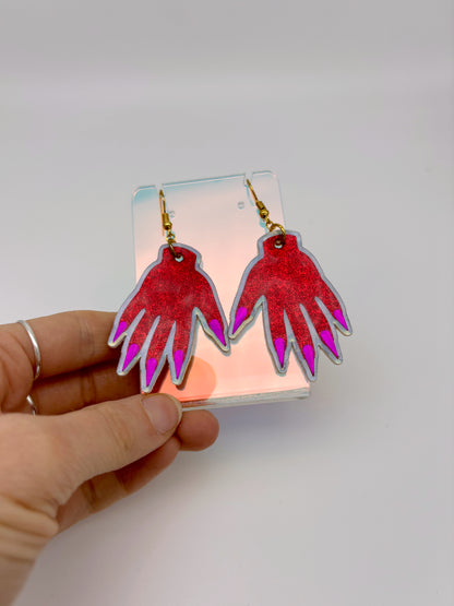 Sparkly Hand Earrings - Red Shimmer image 4