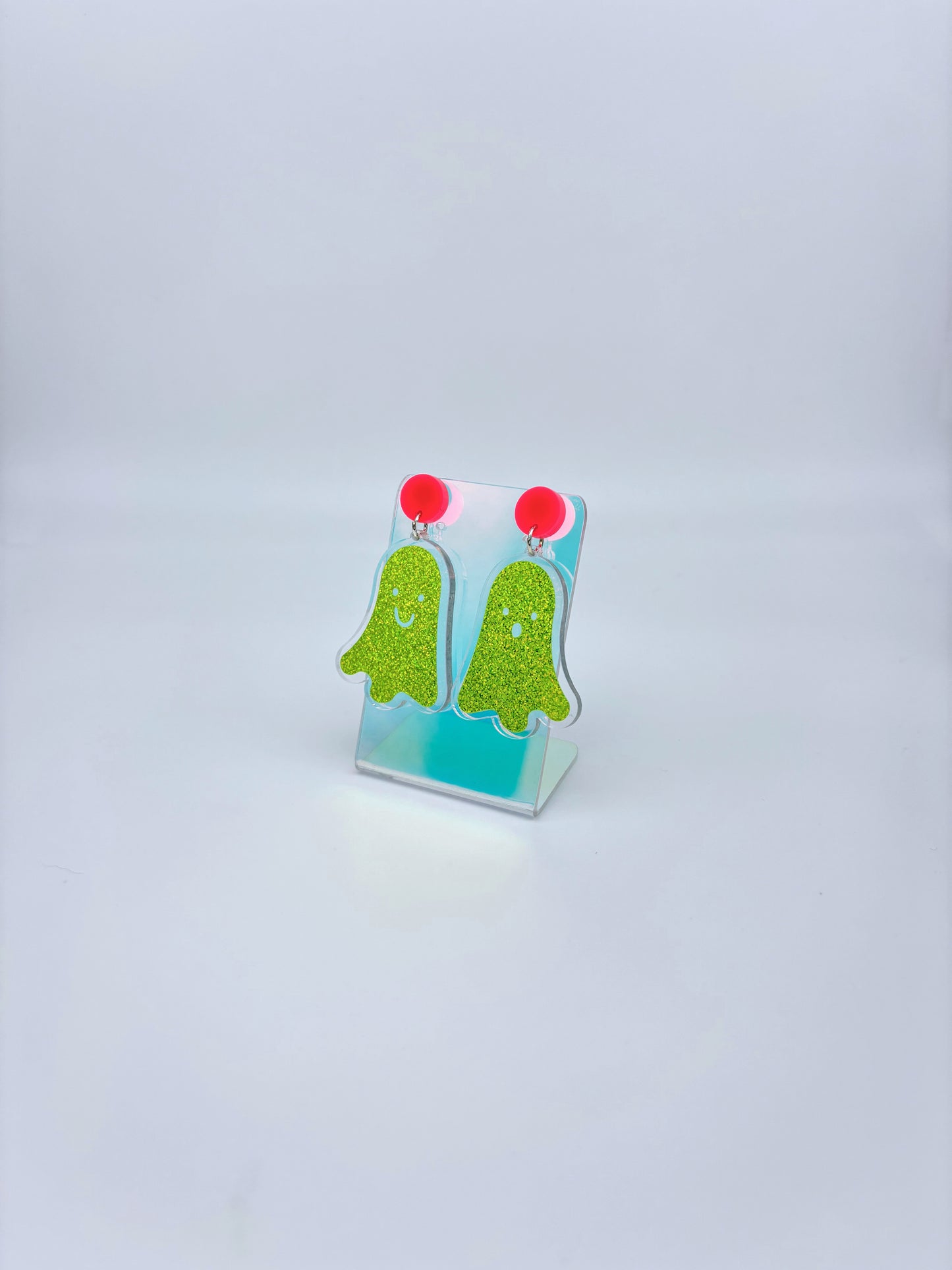 Holographic Ghost Earrings - Lime Green Shimmer image 5