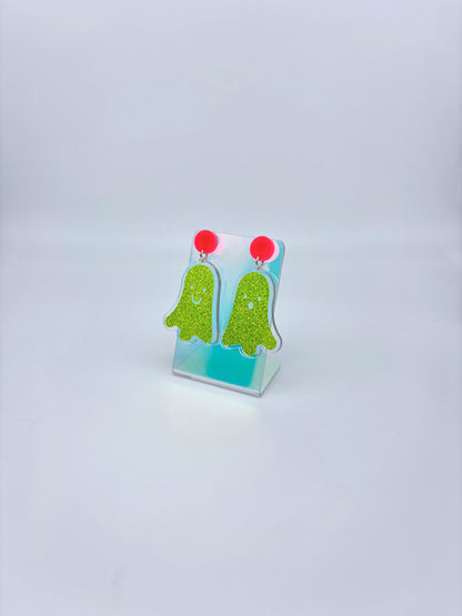 Holographic Ghost Earrings - Lime Green Shimmer image 5