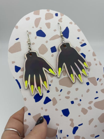 Sparkly Hand Earrings - Grey Holo